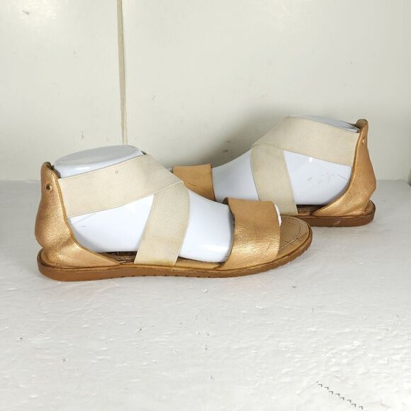 Sorel Women's Ella US8 Natural Rose Gold Leather Crisscross Strap Flat Sandals - Picture 9 of 16